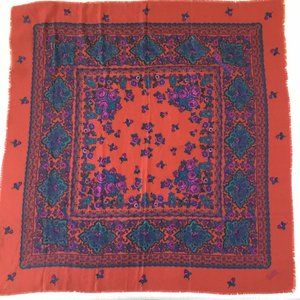 Vintage Vicountessa Valentina Scarf Shawl Wrap 46"x46" Floral Red Purple Blue